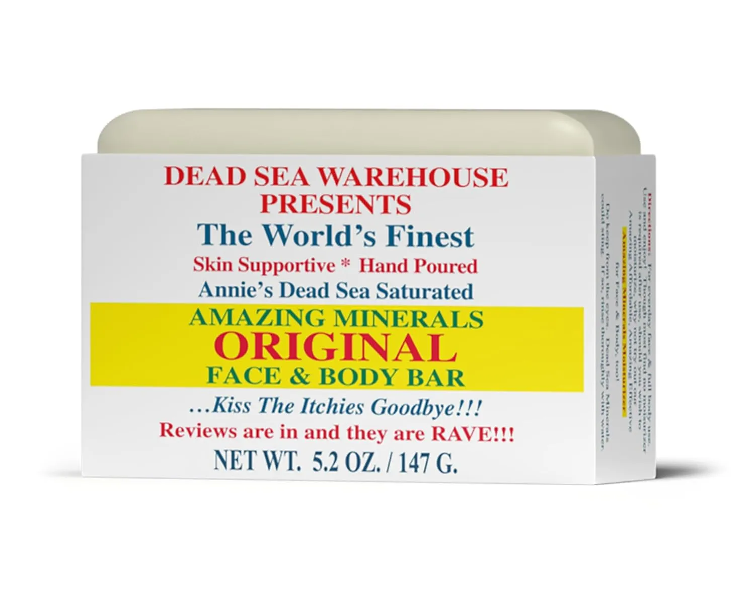 Dead Sea Warehouse - Dead Sea Salt Soap Bar - Original Face & Body Bar - Hydrating Mineral Soap for All Skin Types, Fragrance-Free - 2 Pack - 5.2 oz