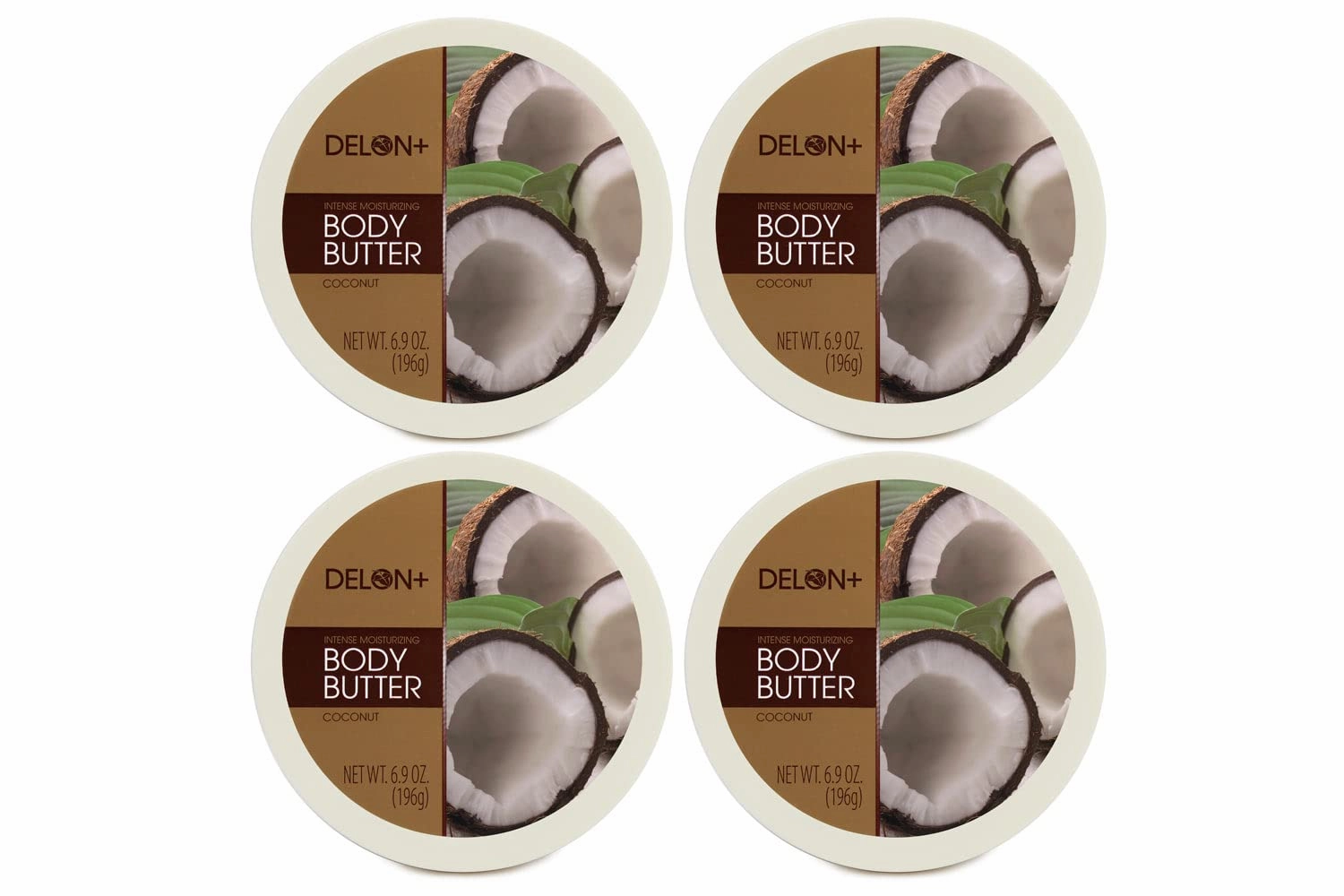 DELON Intense Moisturizing Body Butter, Coconut, 4 Count