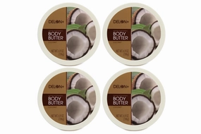 DELON Intense Moisturizing Body Butter, Coconut, 4 Count