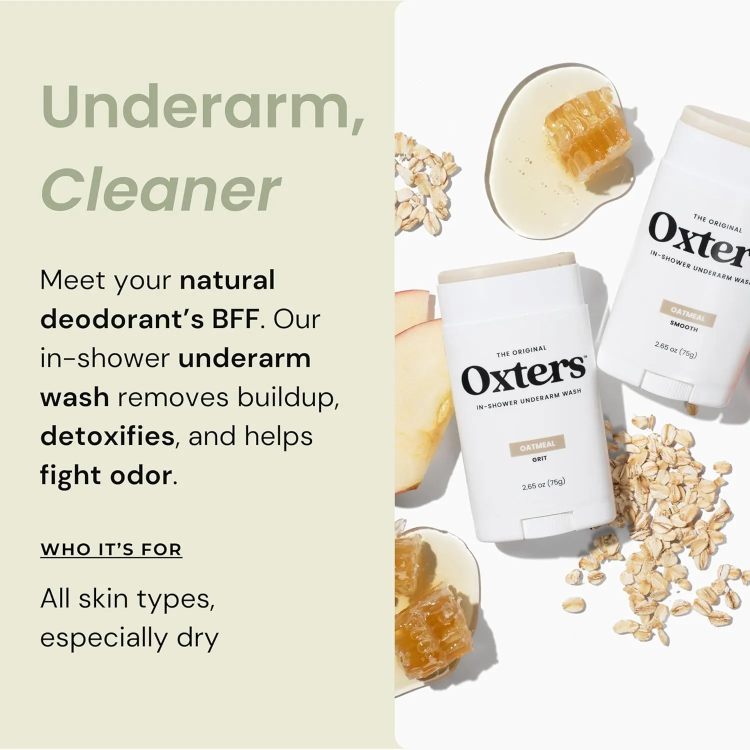 Detoxifying Underarm Wash – Oatmeal Smooth | Aluminum-Free Cleanser for Men & Women | Removes Deodorant & Sweat Buildup | Clean Ingredients | Made in USA