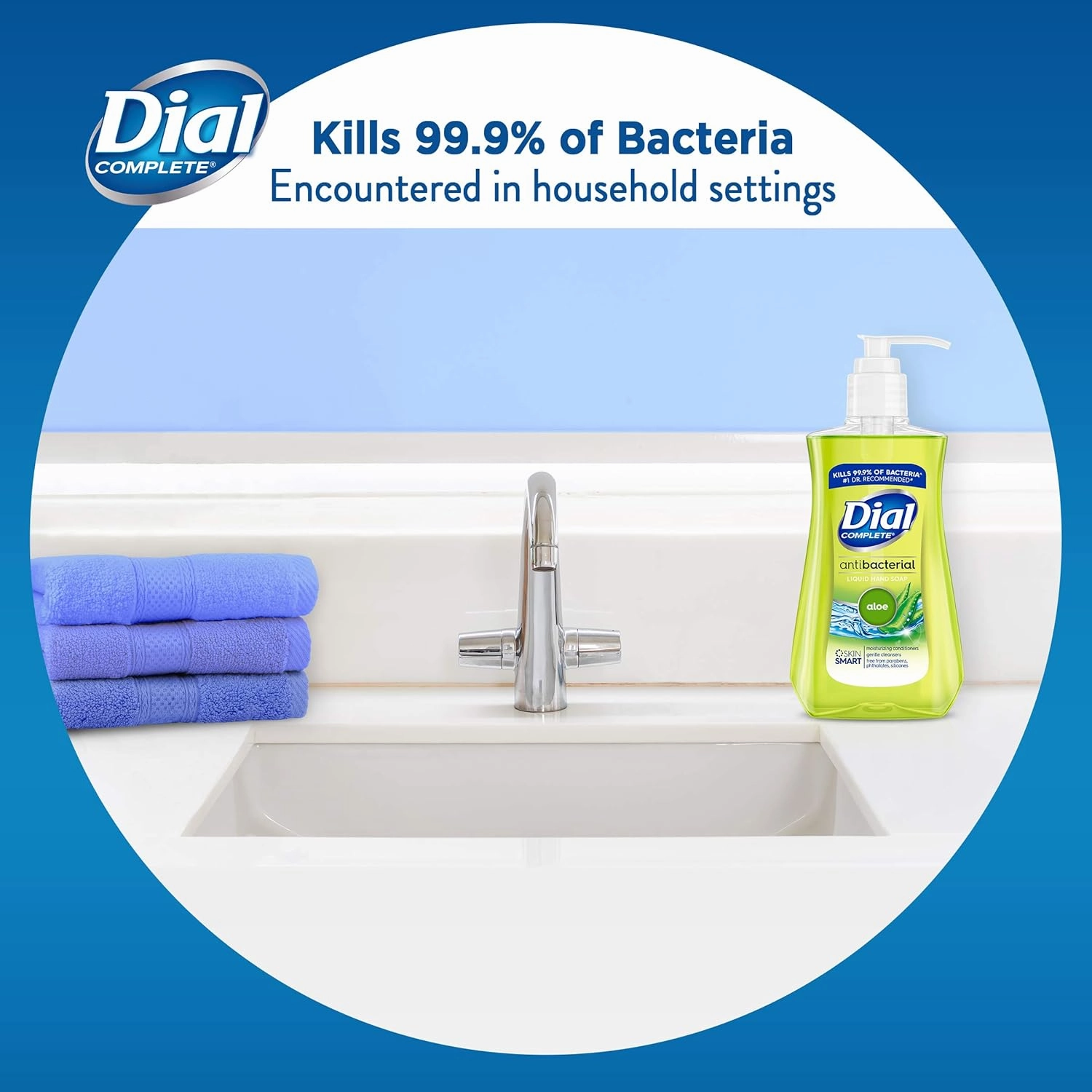 Dial Complete Antibacterial Liquid Hand Soap, Aloe Scent, 7.5 fl oz (12 count)