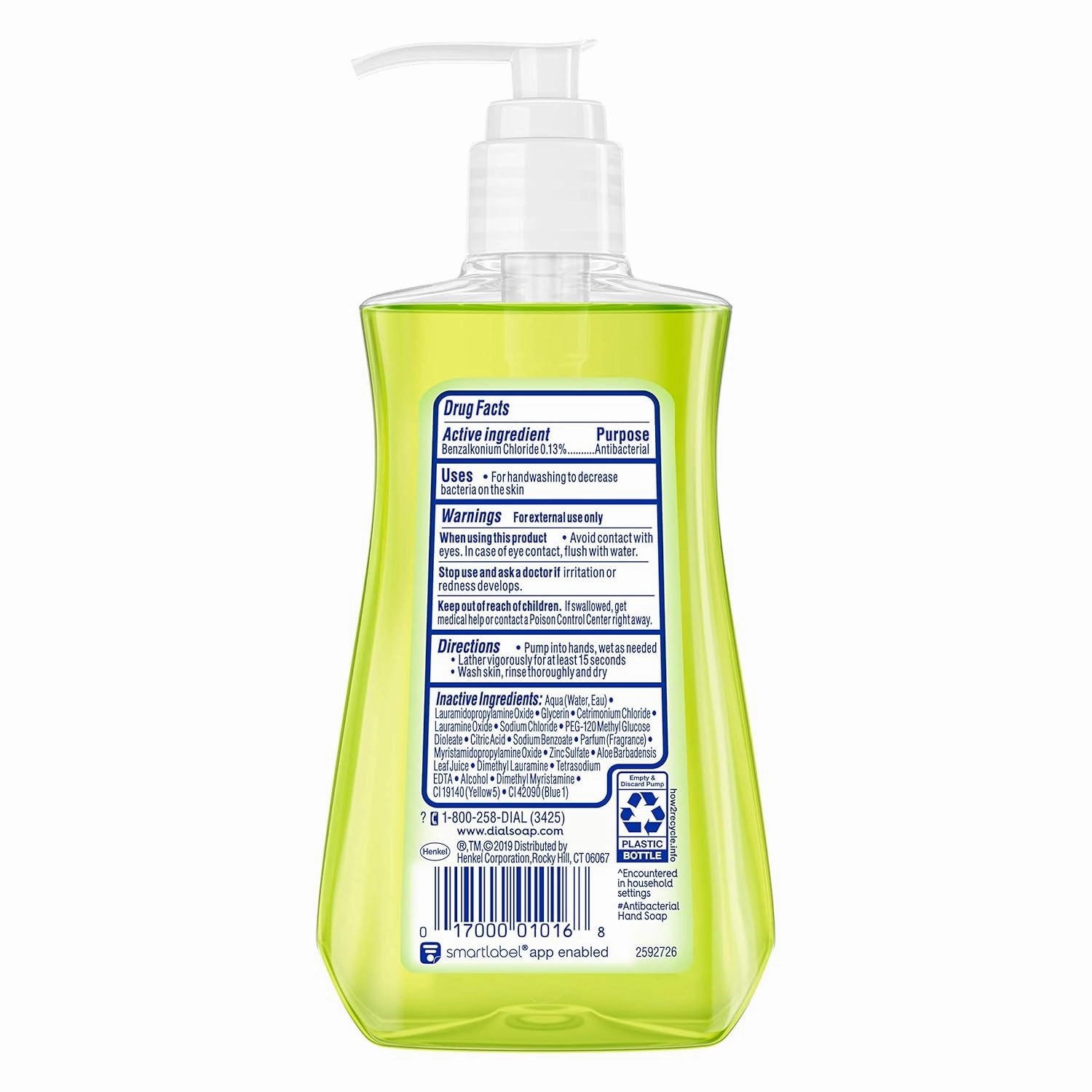 Dial Complete Antibacterial Liquid Hand Soap, Aloe Scent, 7.5 fl oz (12 count)