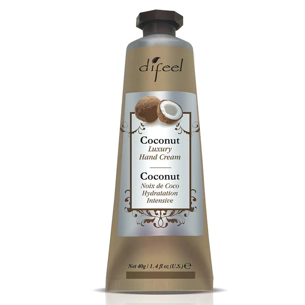 Difeel Luxury Moisturizing Hand Cream - Coconut Oil 1.4 Ounce (12 Pack) - Hand Cream Multipack, Hand Cream Variety Pack