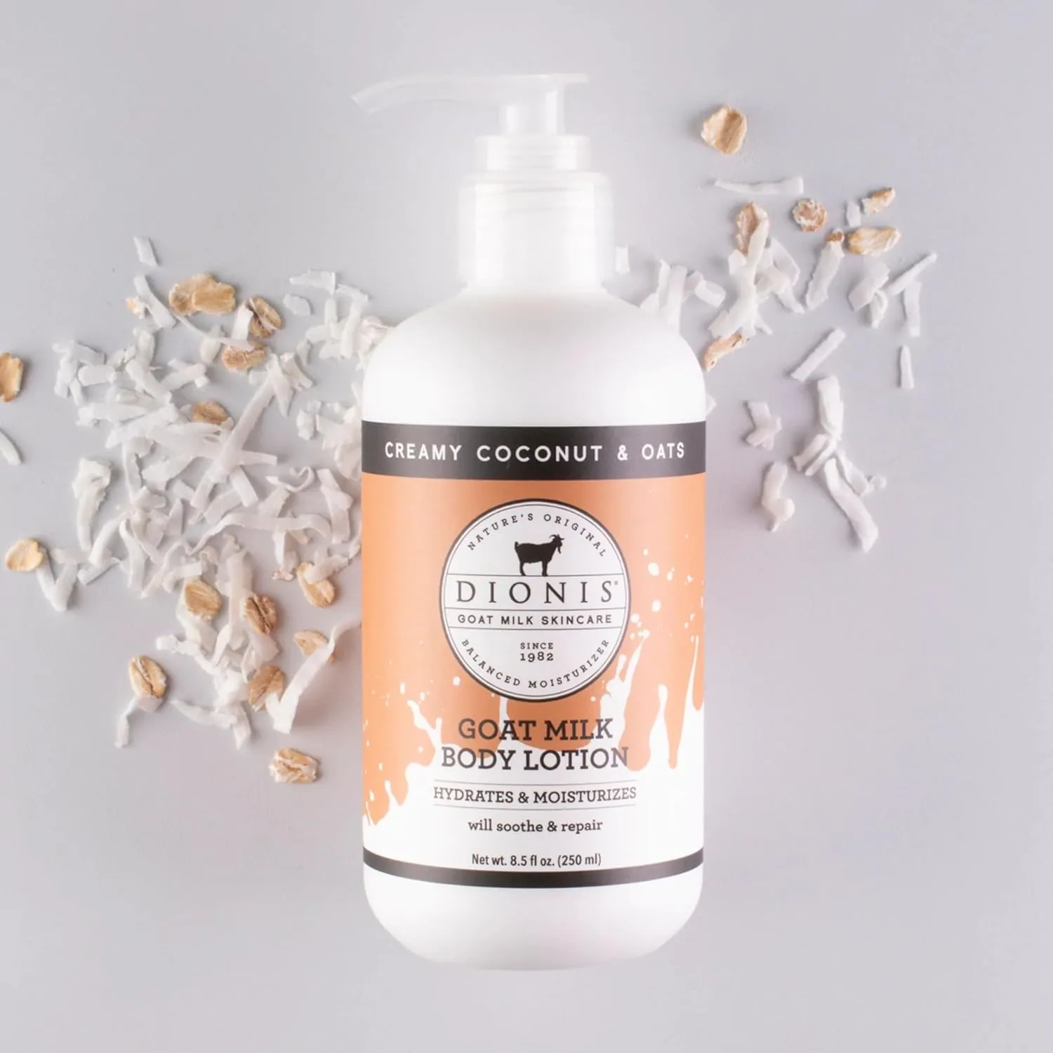 Dionis Goat Milk Hydrating Skincare Cream, Rich & Creamy Daily Moisturizing Coconut & Oats Scented Body Lotion For Dry Skin, Made in the USA, Cruelty-Free & Paraben-Free, 8.5 oz Bottle