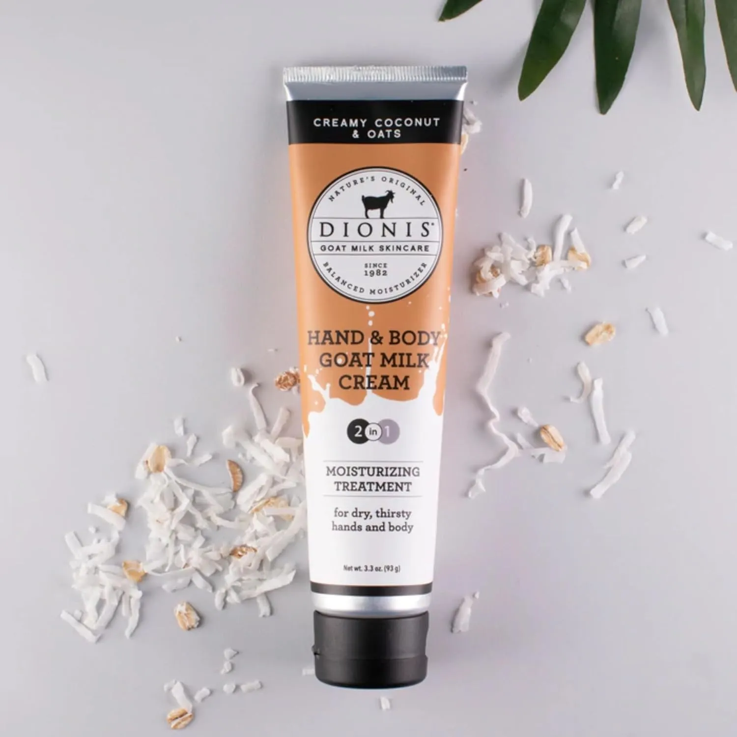 Dionis Goat Milk Skincare Creamy Coconut & Oat 8.5oz Hydrating Body Lotion and 3.3oz Hand & Body Moisturizing Travel Size Cream Bundle, Natural Ingredients, Made in the USA, Cruelty Free, Paraben Free