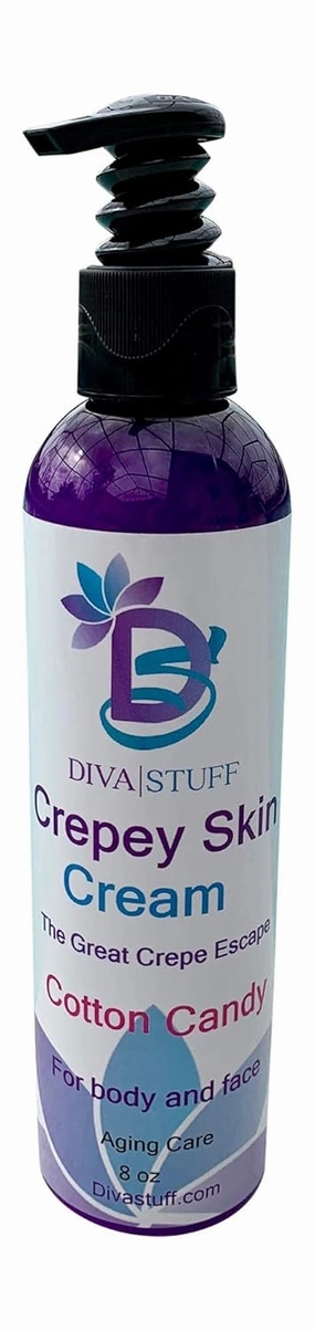 Diva Stuff Crepey Skin Body & Face Cream with Hyaluronic Acid, Alpha Hydroxy and more for Dry & Damaged Skin, 8oz - Cotton Candy (Made in the USA)