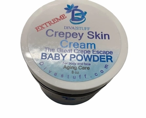 Diva Stuff Extreme Crepey Skin Body & Face Cream with Hyaluronic Acid, Alpha Hydroxy and more for Dry & Damaged Skin, 8oz - New Baby Powder Scent