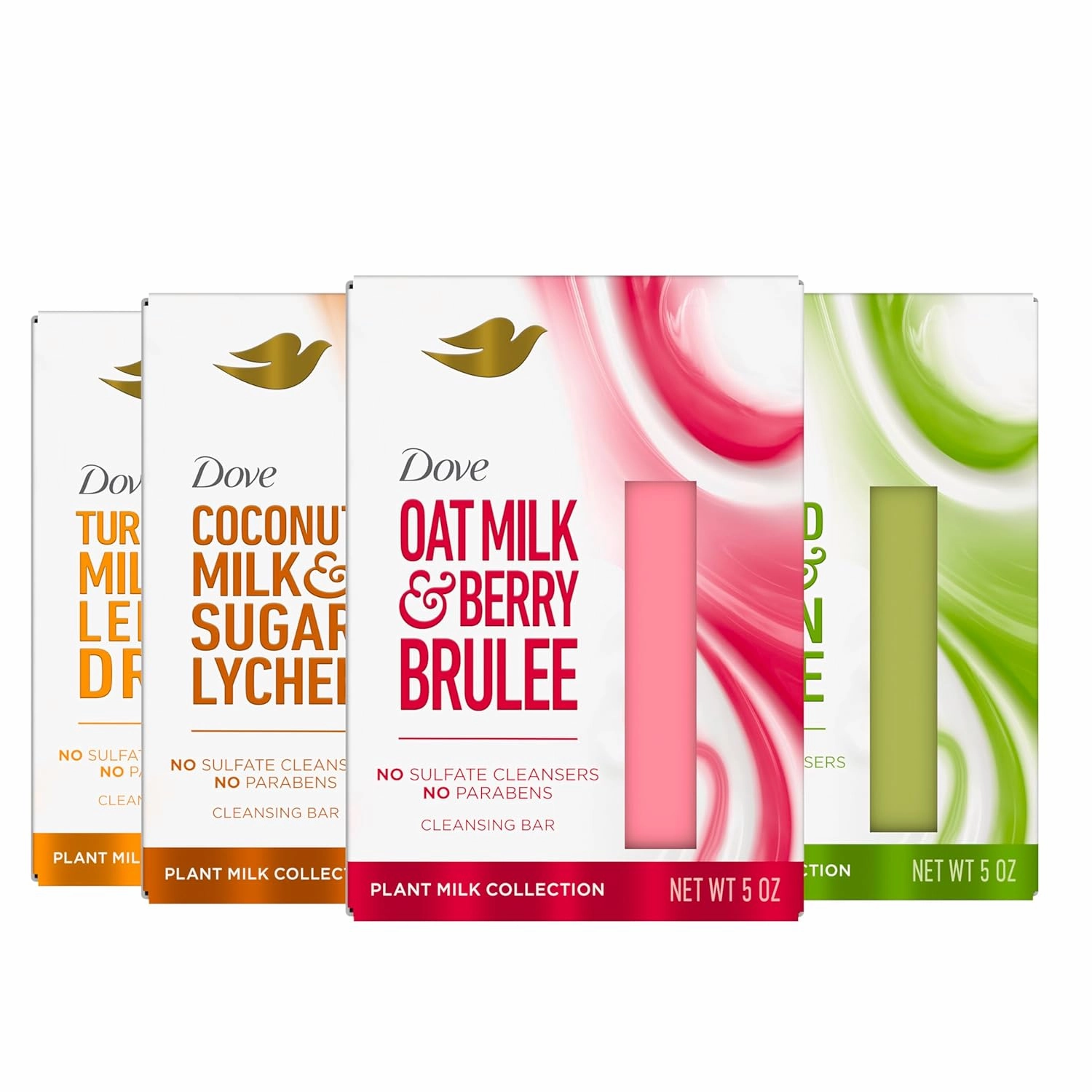 Dove - Plant Milk Cleansing Bar Soap Variety Pack 4 Count for Moisturized Skin, with 100% Gentle Cleansers, Sulfate Cleansers, or Parabens   98% Biodegradable Formula