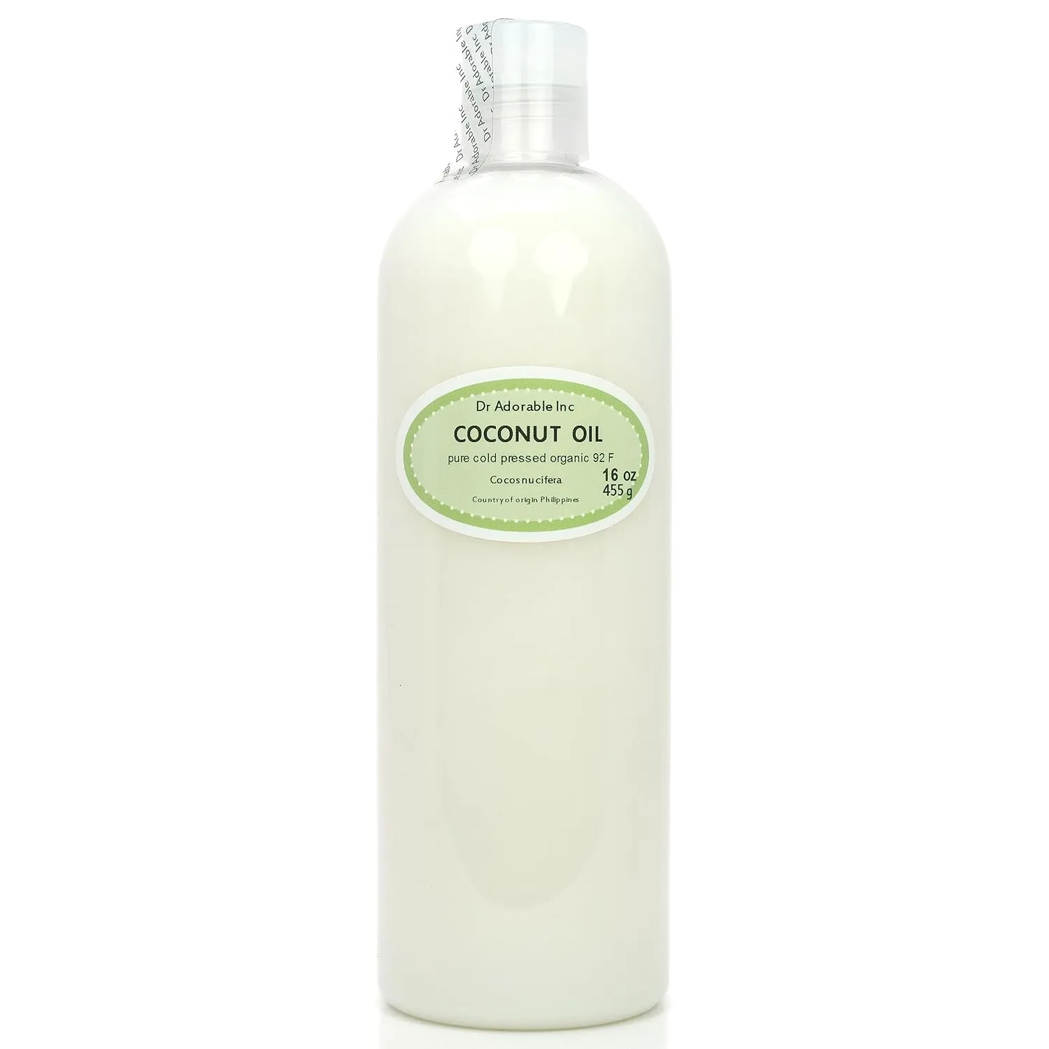 Dr Adorable - 16 oz - Coconut Oil 92 Degree - 100% Pure Natural Organic Cold Pressed