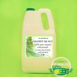 Dr Adorable - 7 lb - Coconut Oil 92 Degree - 100% Pure Natural Organic Cold Pressed