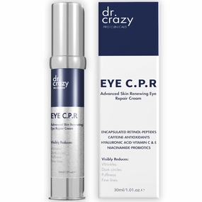 Dr Crazy Eye CPR Repairing Under Eye Cream for Dark Circles, Puffiness & Bags Under Eyes – Caffeine Serum for Wrinkles, Fine Lines – 30ml