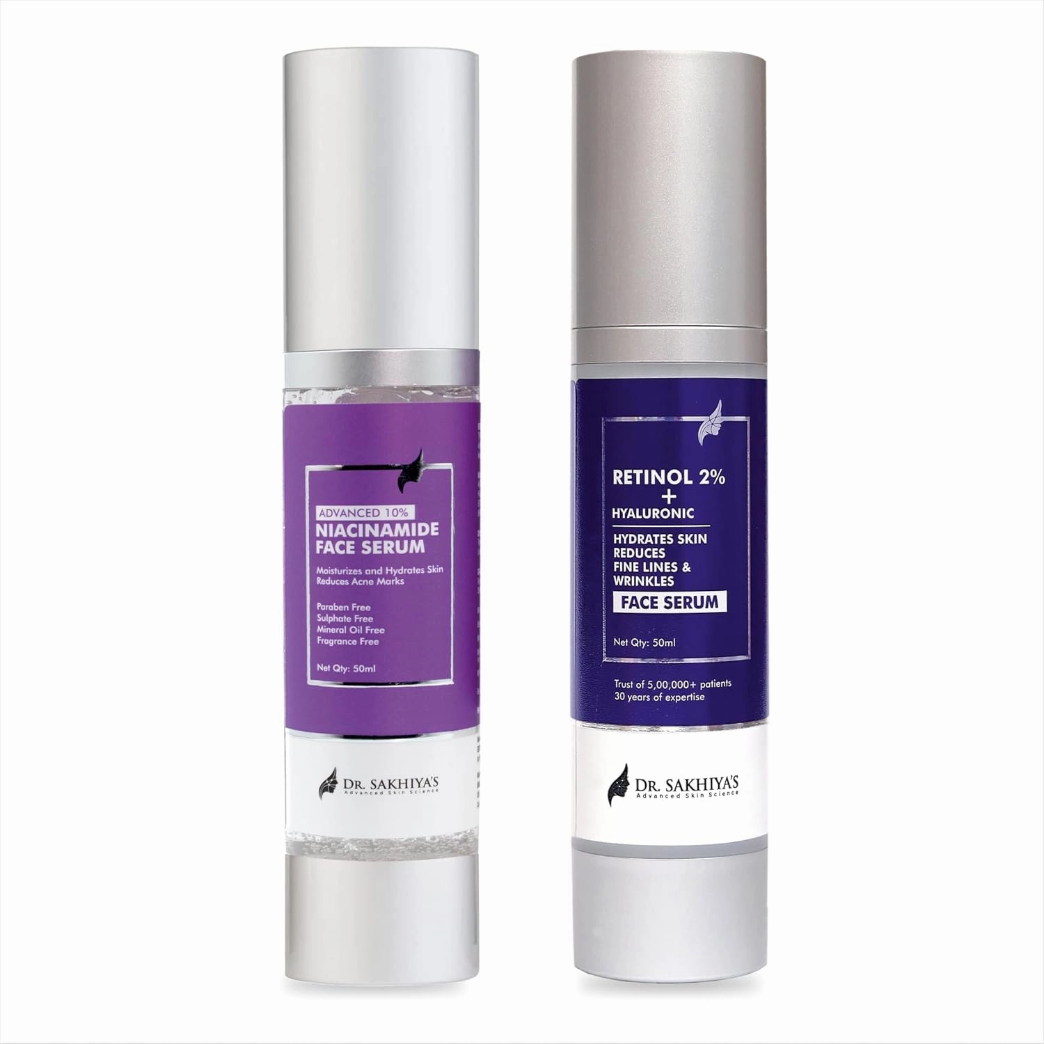 DR. SAKH IYA'S Combo Of Niacinamide Face Serum Retinol Face Serum (Pack Of 2) | Niacinamide Face Serum, Moisturizer, For Pigmentation, Peeling Solution, Glycolic Bright Serum, Night Cream