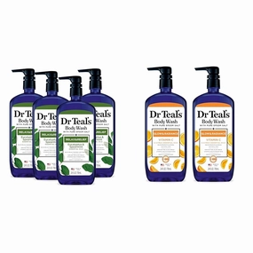 Dr Teal's Body Wash with Pure Epsom Salt, Relax & Relief & Body Wash with Pure Epsom Salt, Glow & Radiance with Vitamin C & Citrus Essential Oils, 24oz (Pack of 2) (Packaging May Vary)
