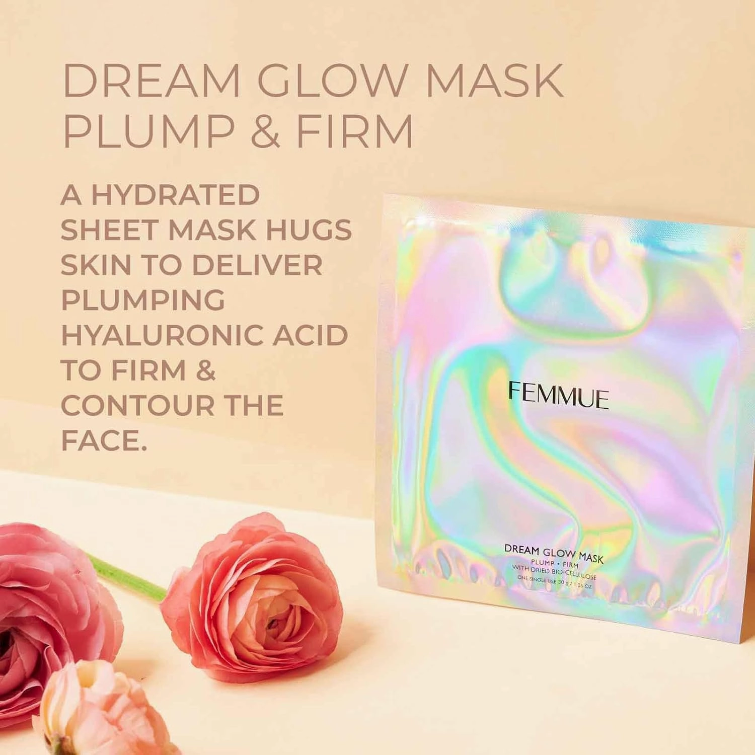Dream Glow Sheet Mask - Plump Firm (6pk) | Bio-Cellulose Face Mask with Hyaluronic Acid | Hydrating & Firming | Korean Skin Care