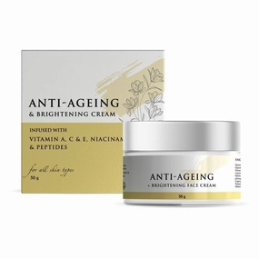 DT Anti Ageing & Brightening Cream with Niacinamide, Vitamin-A & C & Peptides | Minimizes Fine Lines & Wrinkles, Improve Collagen & Skin Elasticity | for Men & Women | 50g