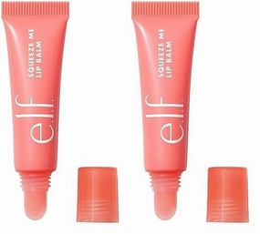 e.l.f. Squeeze Me Lip Balm, Moisturizing Lip Balm For A Sheer Tint Of Color, Infused With Hyaluronic Acid, Vegan & Cruelty-free, Strawberry (Pack of 2)