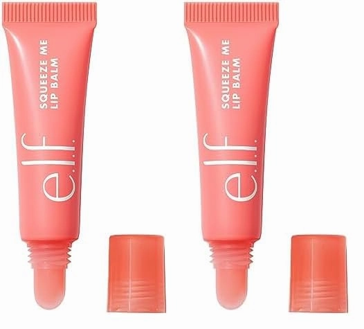 e.l.f. Squeeze Me Lip Balm, Moisturizing Lip Balm For A Sheer Tint Of Color, Infused With Hyaluronic Acid, Vegan & Cruelty-free, Strawberry (Pack of 2)