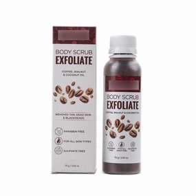E.xf.oliate Coffee Scrub for Face & Body, Blackhead Remover, De Tan Removal Ayurveda, Dirt Removal from Neck, Knees, Elbows, Arms 75 g (Pack of 1)
