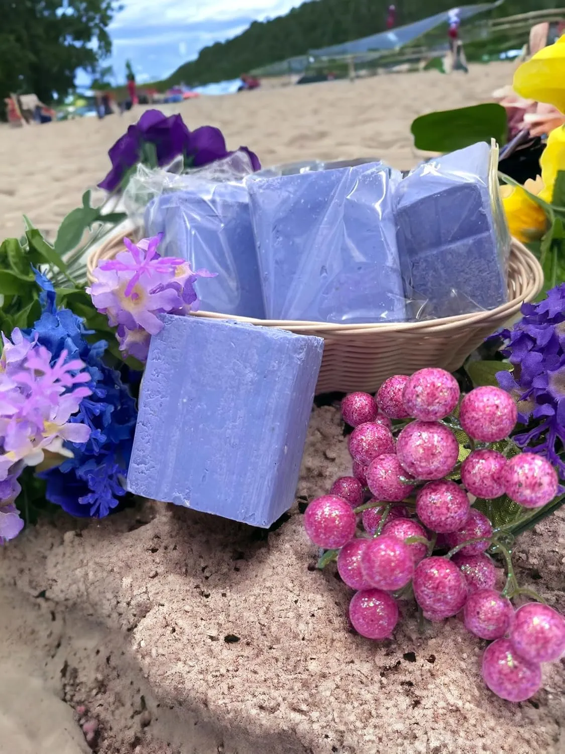 EDMIS (4 PIECES) Natural Blueberry Soap Organic Natural Soap Organic Bar Soap Set Naturals Organic Soap Bar Soap Handmade Organic Handmade Soap Chemical Free Bar Soap Natural Organic Soap