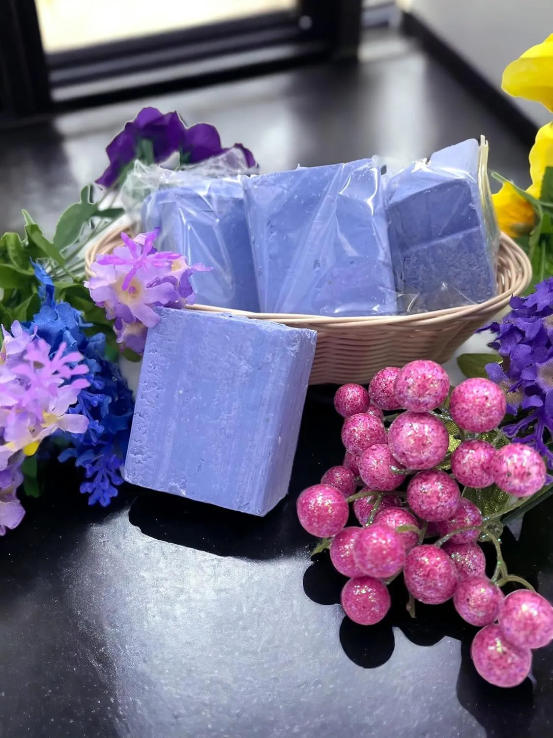 EDMIS (4 PIECES) Natural Blueberry Soap Organic Natural Soap Organic Bar Soap Set Naturals Organic Soap Bar Soap Handmade Organic Handmade Soap Chemical Free Bar Soap Natural Organic Soap