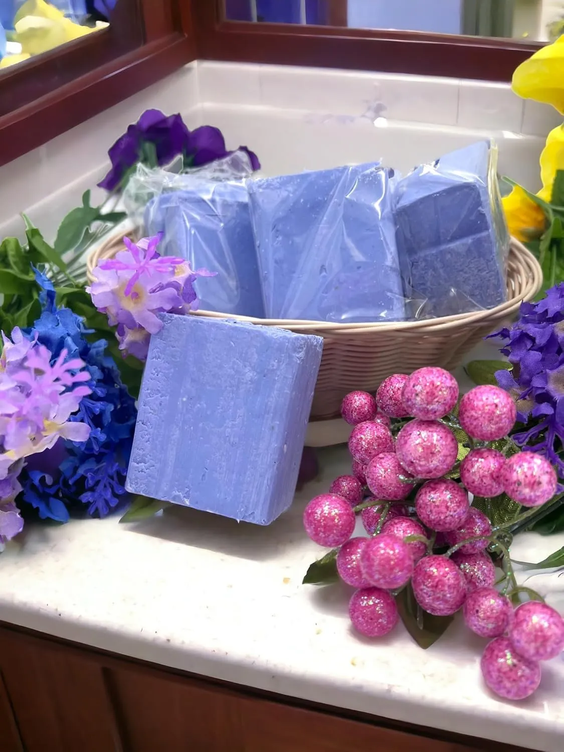 EDMIS (4 PIECES) Natural Blueberry Soap Organic Natural Soap Organic Bar Soap Set Naturals Organic Soap Bar Soap Handmade Organic Handmade Soap Chemical Free Bar Soap Natural Organic Soap