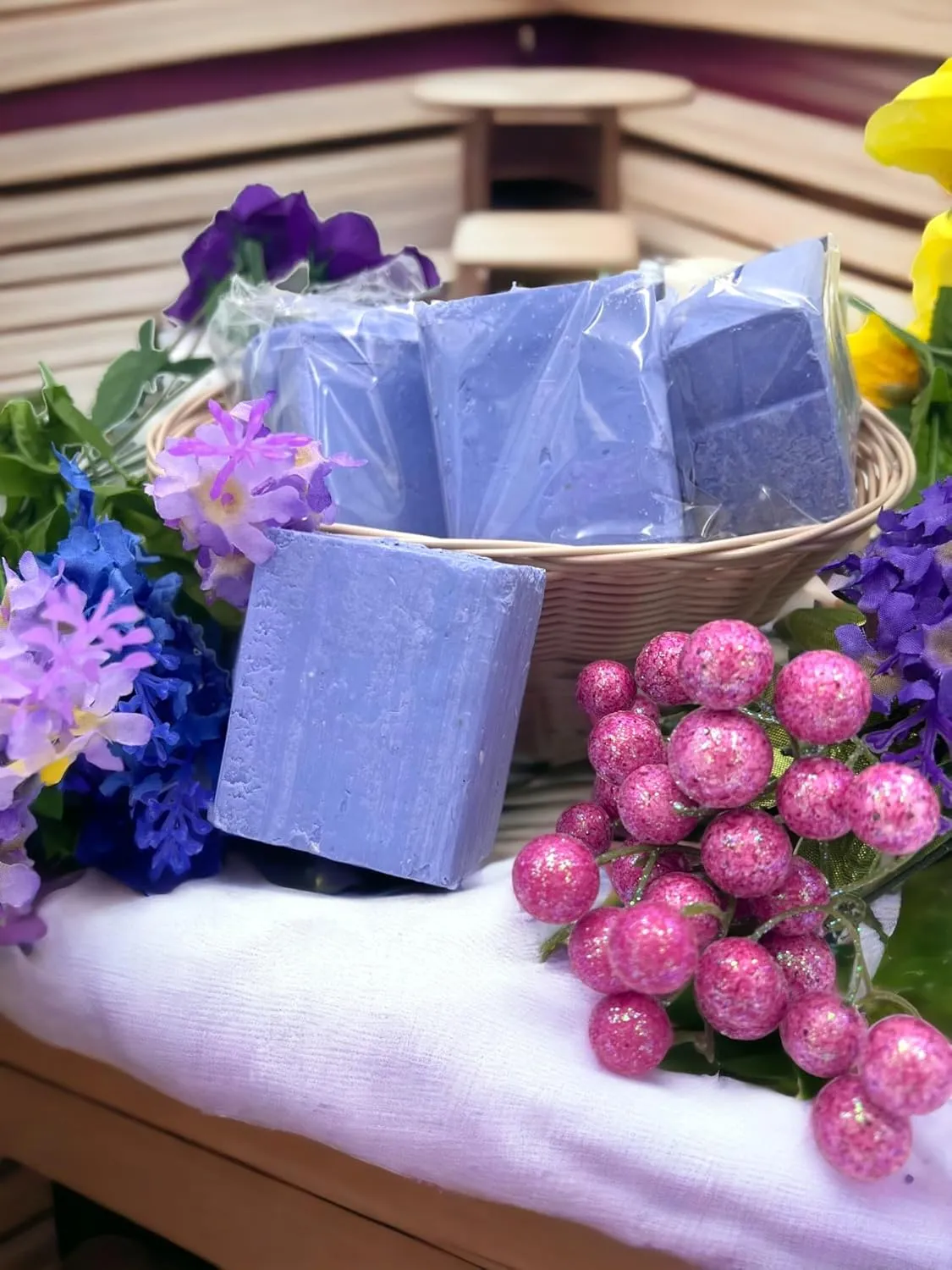 EDMIS (4 PIECES) Natural Blueberry Soap Organic Natural Soap Organic Bar Soap Set Naturals Organic Soap Bar Soap Handmade Organic Handmade Soap Chemical Free Bar Soap Natural Organic Soap