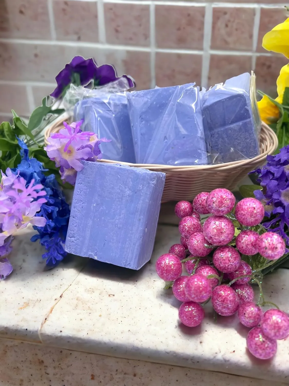 EDMIS (4 PIECES) Natural Blueberry Soap Organic Natural Soap Organic Bar Soap Set Naturals Organic Soap Bar Soap Handmade Organic Handmade Soap Chemical Free Bar Soap Natural Organic Soap
