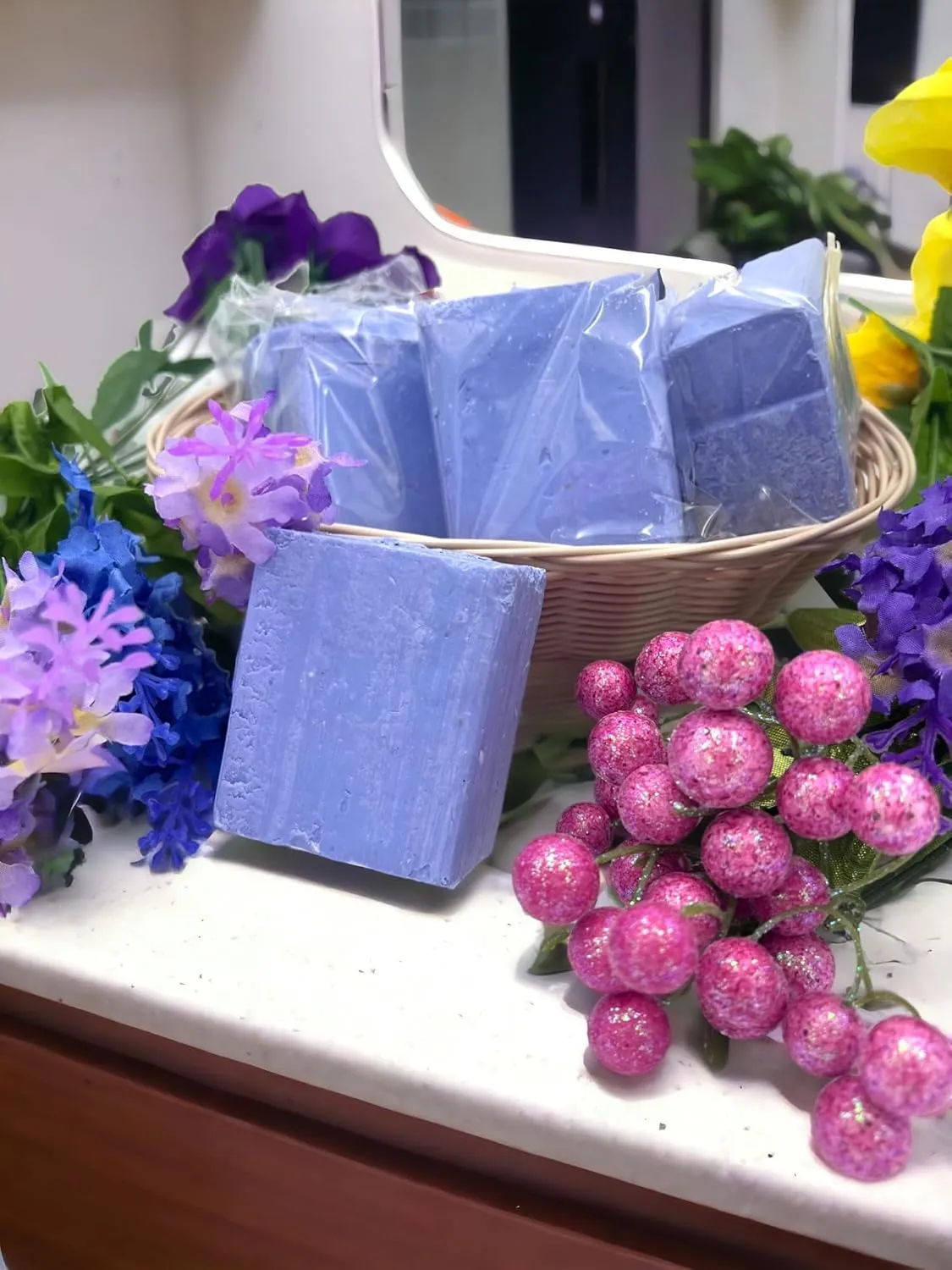 EDMIS (4 PIECES) Natural Blueberry Soap Organic Natural Soap Organic Bar Soap Set Naturals Organic Soap Bar Soap Handmade Organic Handmade Soap Chemical Free Bar Soap Natural Organic Soap