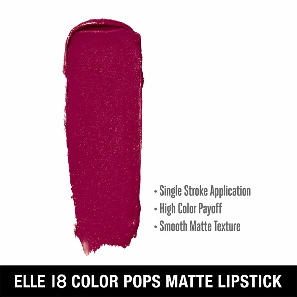 Elle 18 Matte, Glossy Finish Nail Pops Color 161, 5 Ml & Elle 8 Lipstick Berry Tea (Matte)