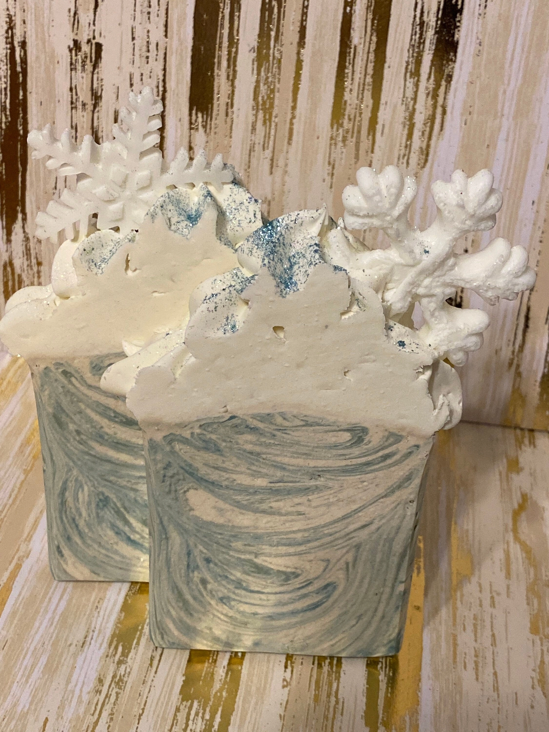 Elsa’s ice storm soap with frosting. All Natural. Ships when dried