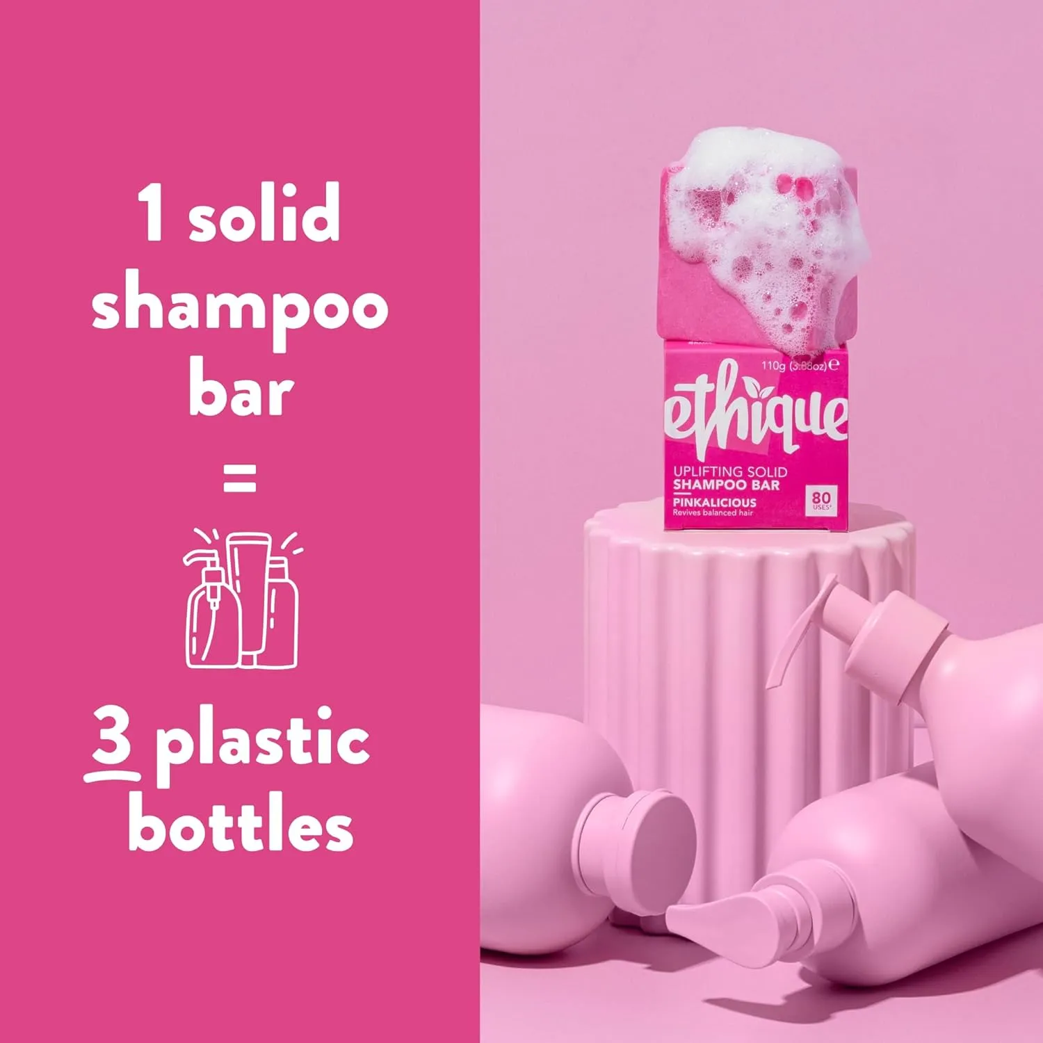 Ethique Pinkalicious Shampoo Bar - Softer, Shinier Hair with Coconut Oil - Hydrating, Natural Ingredients, Cruelty-Free, Vegan 3.88 oz (Pack of 1)