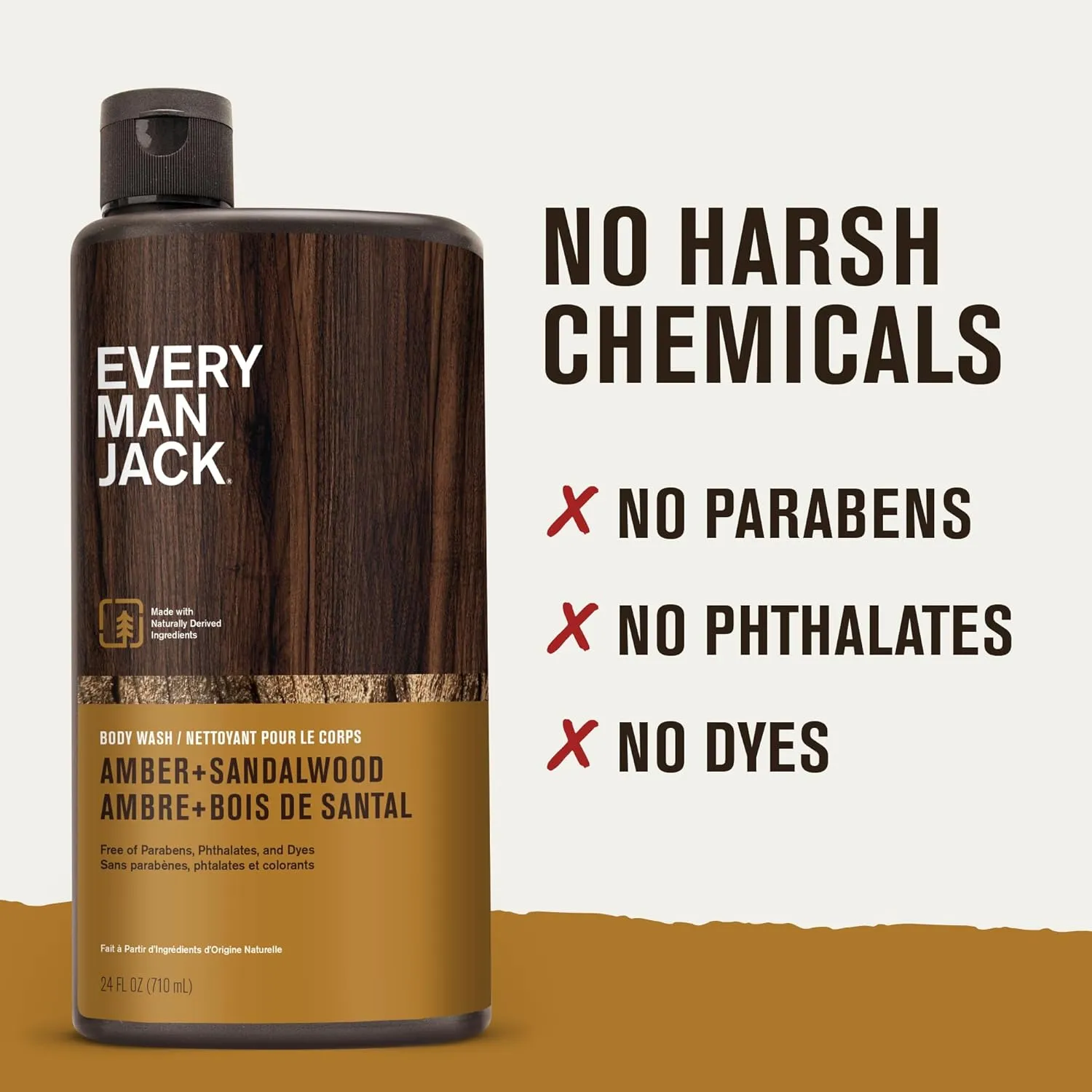 Every Man Jack Amber Sandalwood Hydrating Mens Body Wash for All Skin Types-Cleanse, Nourish, and Hydrate Skin with Naturally Derived Ingredients-Paraben Free, Phthalate Free, Dye Free-24oz(Pack of 2)