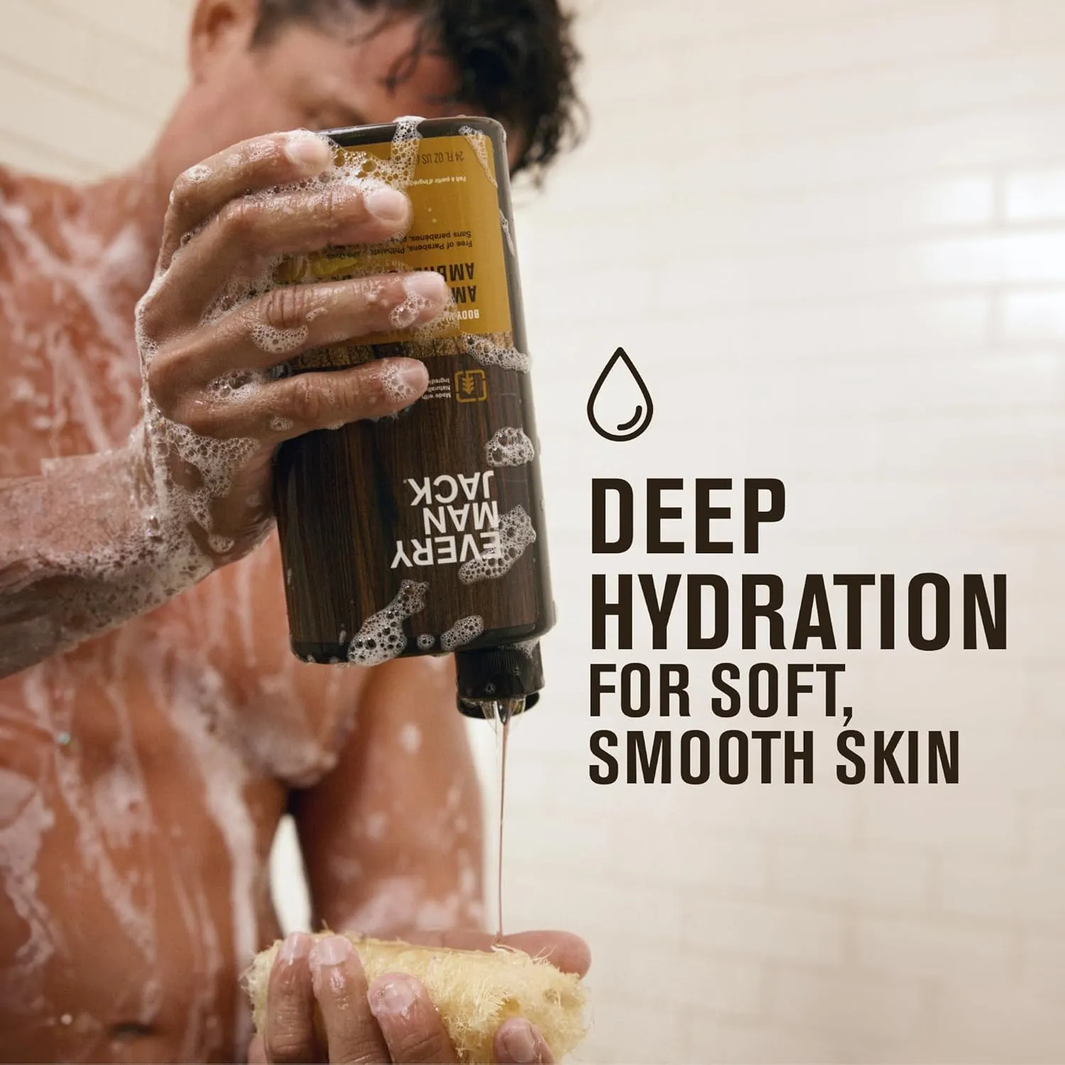 Every Man Jack Amber Sandalwood Hydrating Mens Body Wash for All Skin Types-Cleanse, Nourish, and Hydrate Skin with Naturally Derived Ingredients-Paraben Free, Phthalate Free, Dye Free-24oz(Pack of 2)