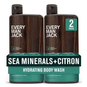 Every Man Jack Nourishing Sea Minerals   Citron Mens Body Wash for All Skin Types - Naturally Derived Ingredients - Cleanse and Hydrate Skin with Coconut and Glycerin - 24oz 2 Bottles