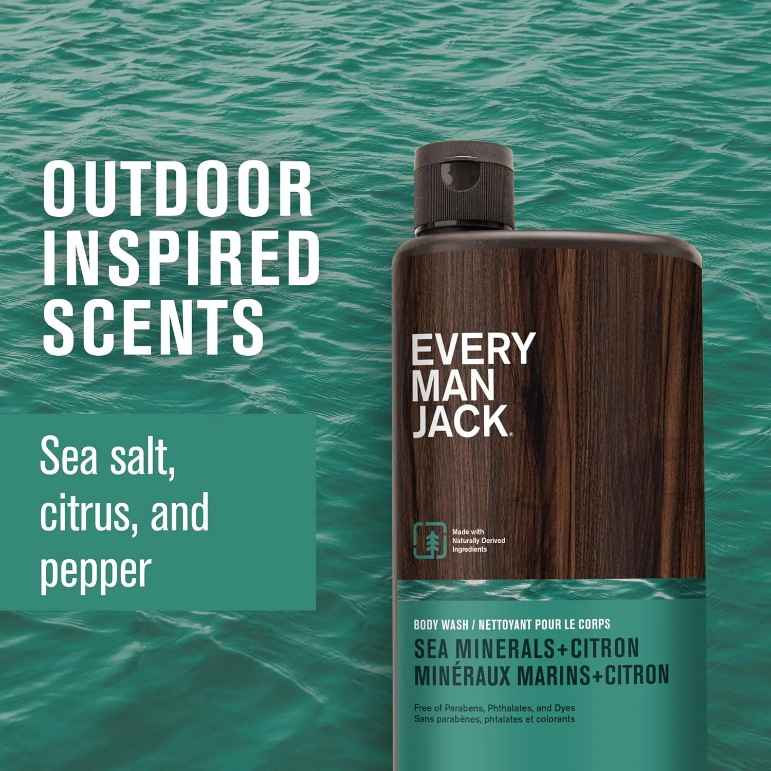 Every Man Jack Nourishing Sea Minerals   Citron Mens Body Wash for All Skin Types - Naturally Derived Ingredients - Cleanse and Hydrate Skin with Coconut and Glycerin - 24oz 2 Bottles