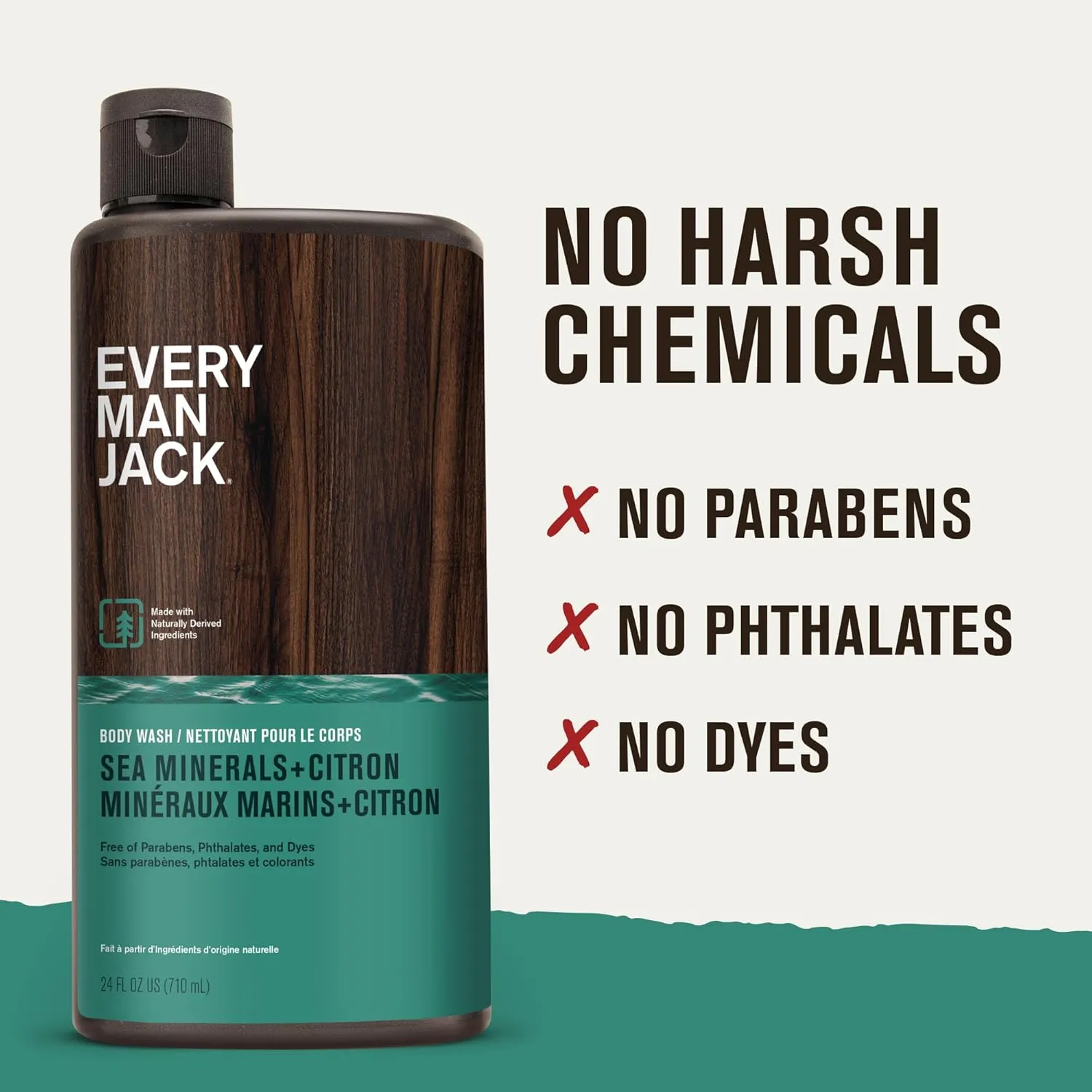Every Man Jack Nourishing Sea Minerals   Citron Mens Body Wash for All Skin Types - Naturally Derived Ingredients - Cleanse and Hydrate Skin with Coconut and Glycerin - 24oz 2 Bottles