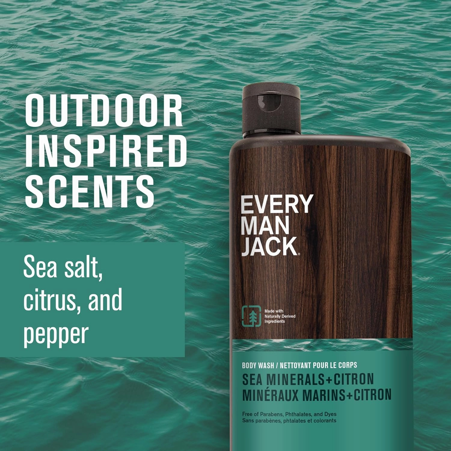 Every Man Jack Nourishing Sea Minerals   Citron Mens Body Wash for All Skin Types - Naturally Derived Ingredients - Cleanse and Hydrate Skin with Coconut and Glycerin - 24oz 2 Bottles