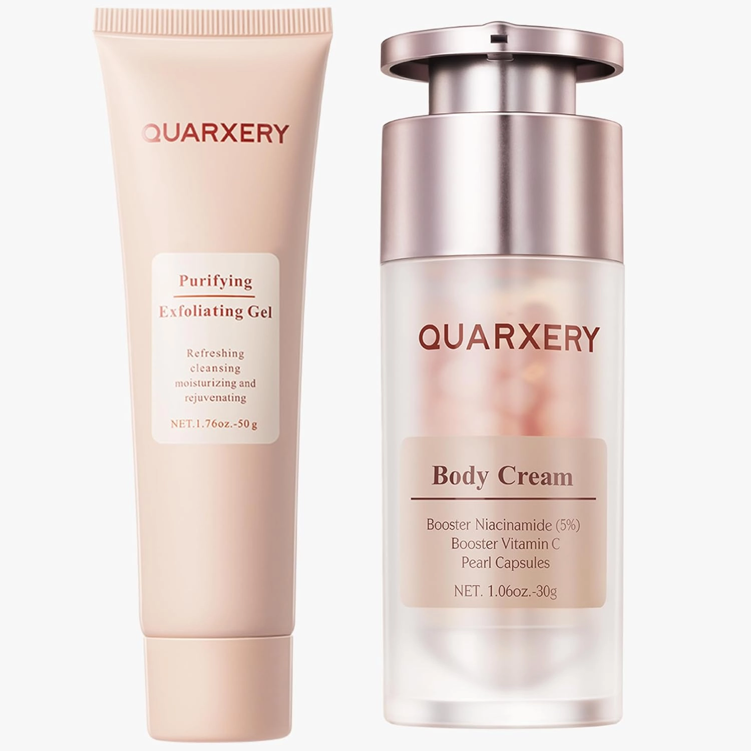 Exfoliating Care Set for Face & Body - 5% Niacinamide Body Cream   Purifying Exfoliating Gel - Improve Oily, Rough Skin - 2-Step Skincare Routine
