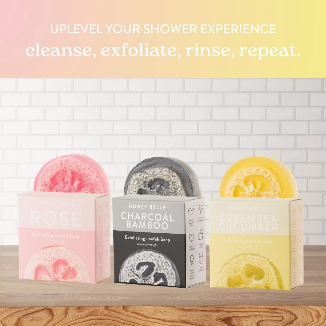 Exfoliating Loofah Soap 3-Pack Tried and True - Exfoliating Bar Soap with Loofah Inside - Cleansing, Moisturizing, Nourishing, Scrubby Soap - Plant-Based, Eco-Friendly, Vegan, Cruelty-Free