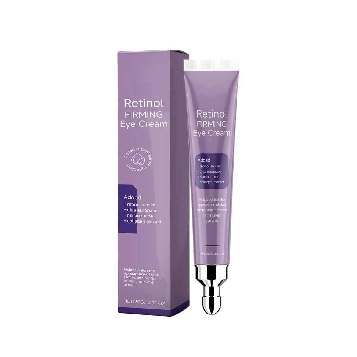 Eye Cream with Retinol, Hyaluronic Acid & Vitamin C, Reduces Wrinkles, De-Puffs and Brightens Skin, 0.71 fl. oz.