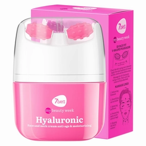 Face Hydrating Cream with Hyaluronic Acid - Korean Skincare Face Moisturizer - Face and Neck Firming Cream for Women with Vitamin C - Anti Puffiness Skin Tightening Roller Massager, 40ml