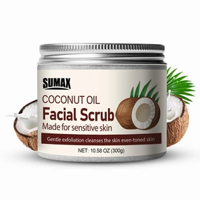 Face Scrub Deep Exfoliation, 300g Coconut Oil Facial Scrub Gently Cleanses Pores Moisturizes Skin Suitable for All Parts of The Body