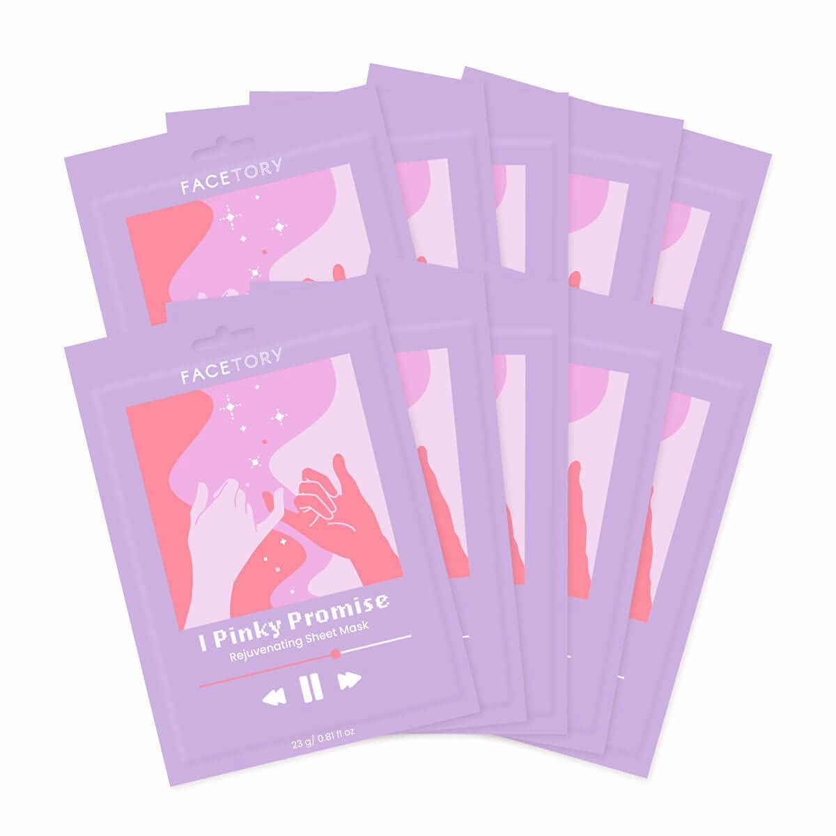 FACETORY K Beauty Face Mask Skin Care - REJUVENATING Sheet Mask for ACNE-PRONE Skin with Beetroot Extract | Brighten Skin, Protect, Strengthen (10 Pack)
