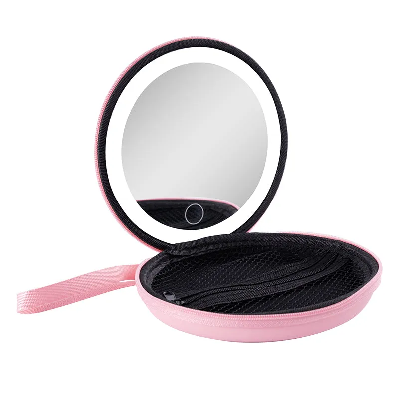 Factory Direct 2024 Hot New LED Round Soft Bag Portable Mirror