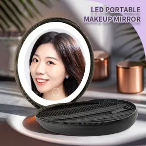 Factory Direct 2024 Hot New LED Round Soft Bag Portable Mirror