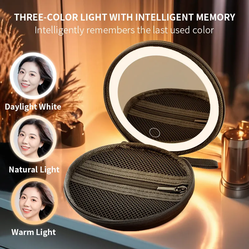 Factory Direct 2024 Hot New LED Round Soft Bag Portable Mirror