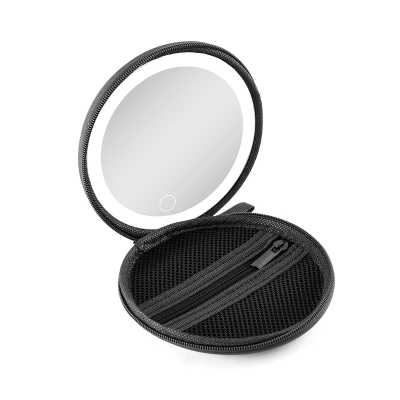 Factory Direct 2024 Hot New LED Round Soft Bag Portable Mirror