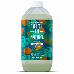 Faith In Nature Natural Coconut Hand Wash, Hydrating, Vegan & Cruelty Free, Parabens and SLS Free, 5L Refill Pack