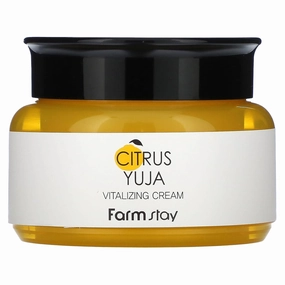Farmstay Citrus Yuja Vitalizing Cream – Vitamin C Facial Moisturizer with Niacinamide for Dry & Sensitive Skin, Skin Barrier Repairing & Wrinkle Care, Korean Skincare, for Women & Men 3.52 oz.