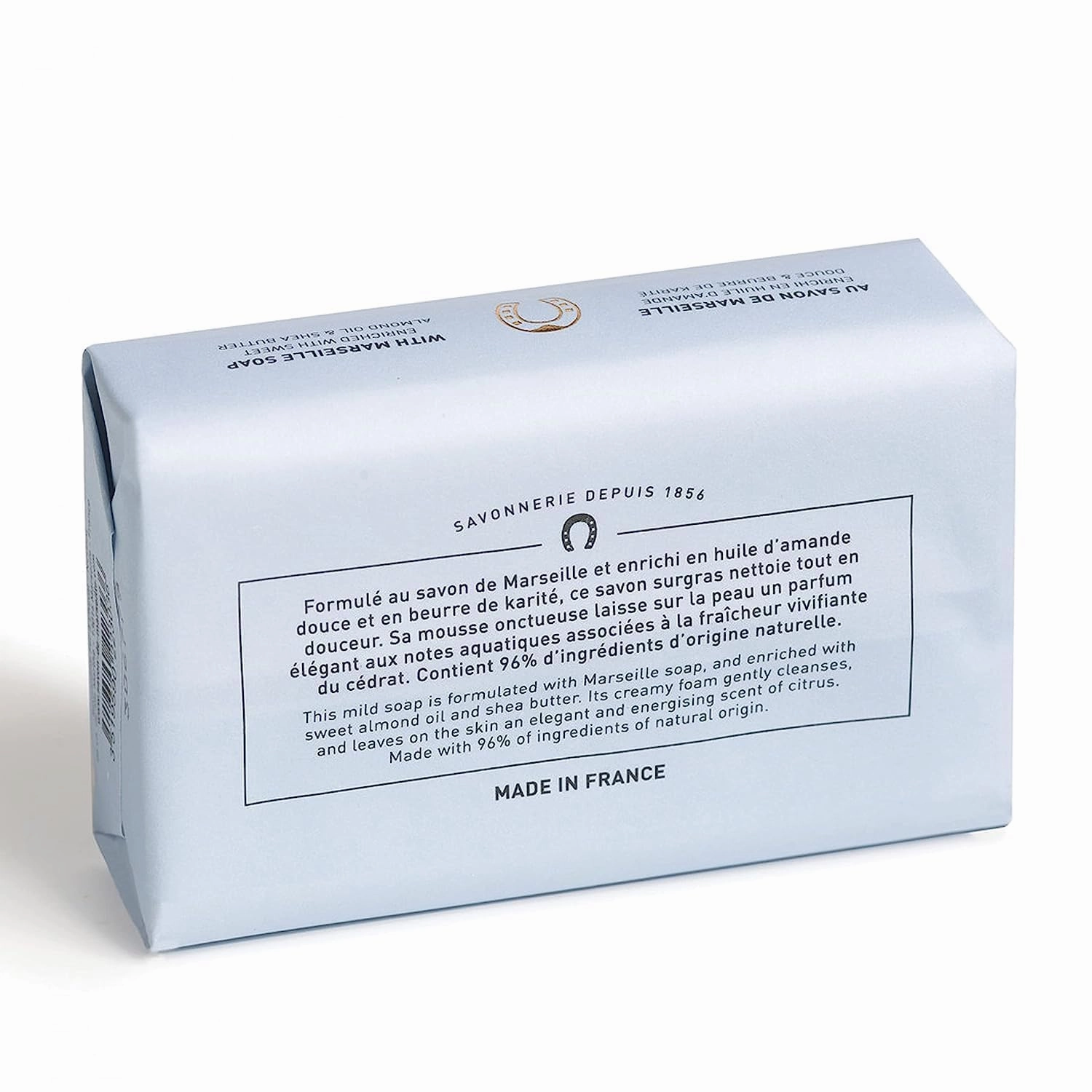 Fer à Cheval Gentle Perfumed Soap Bar, Organic Body Bath Soap Natural Soap Bar, Seaside Citrus Soap 125g, Pack of 2